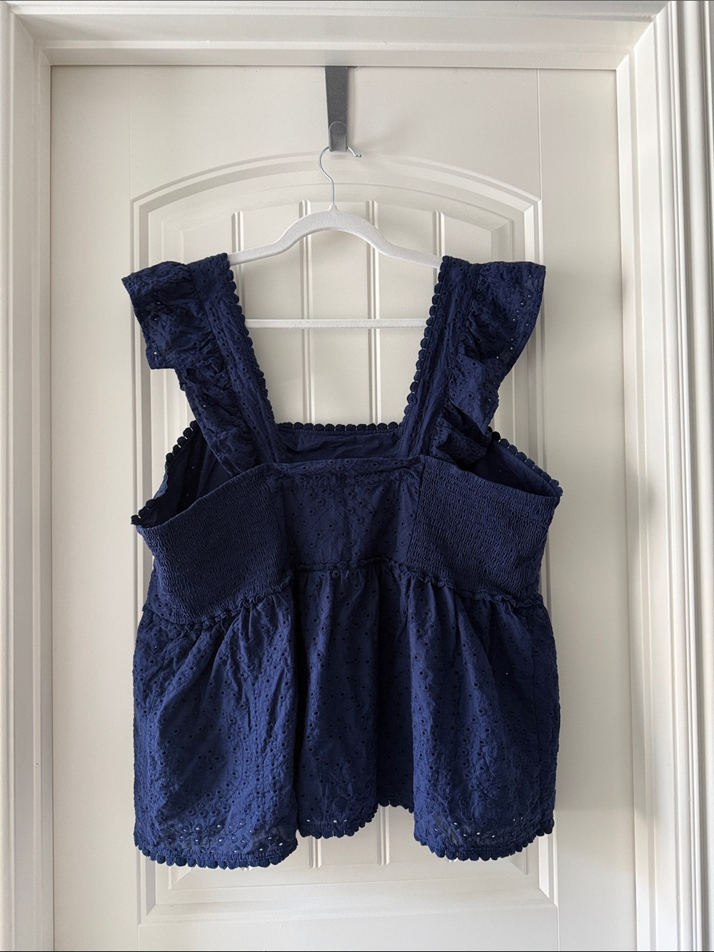 Torrid Navy Eyelet Ruffle Strap Tank - Picture 5 of 6